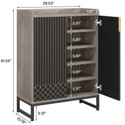 5-Tier Shoe Cabinet with Doors, Freestanding Wood Shoe Organizer for Entryway
