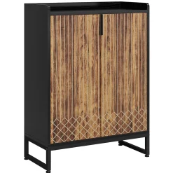5-Tier Shoe Cabinet with Doors, Freestanding Wood Shoe Organizer for Entryway