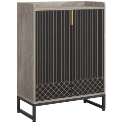 5-Tier Shoe Cabinet with Doors, Freestanding Wood Shoe Organizer for Entryway