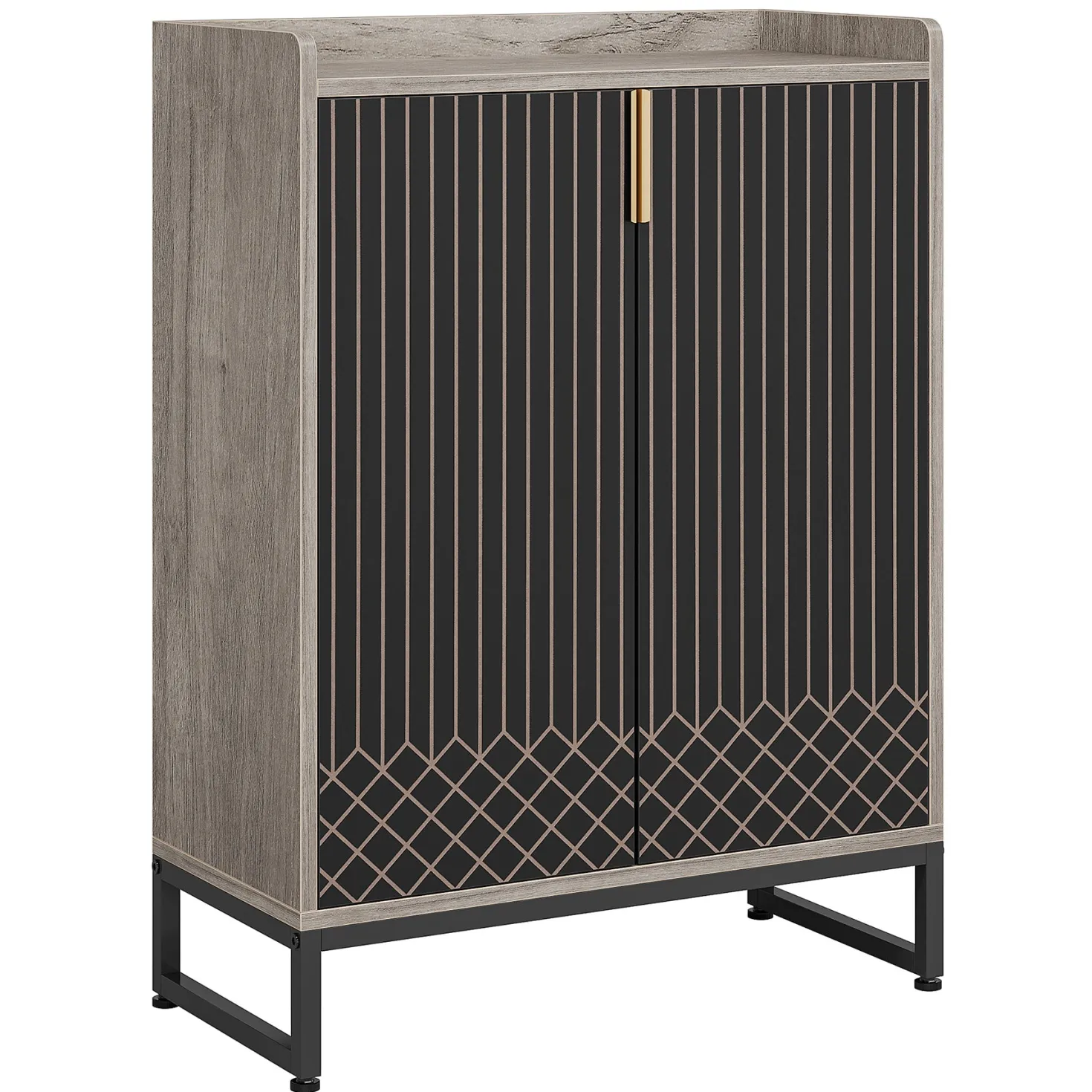 5-Tier Shoe Cabinet with Doors, Freestanding Wood Shoe Organizer for Entryway