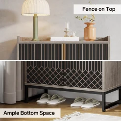 5-Tier Shoe Cabinet with Doors, Freestanding Wood Shoe Organizer for Entryway