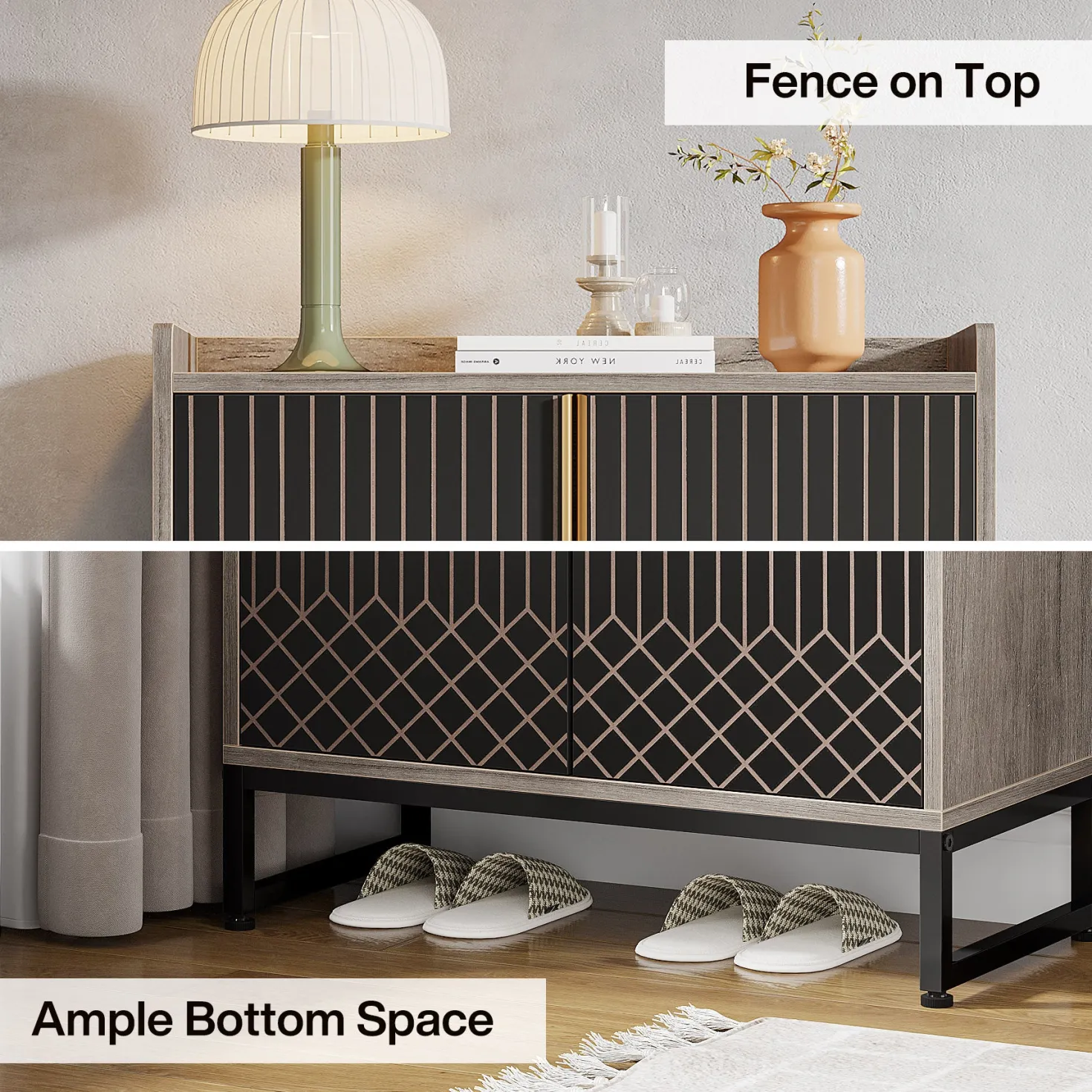 5-Tier Shoe Cabinet with Doors, Freestanding Wood Shoe Organizer for Entryway