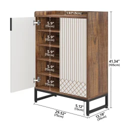 5-Tier Shoe Cabinet with Doors, Freestanding Wood Shoe Organizer for Entryway