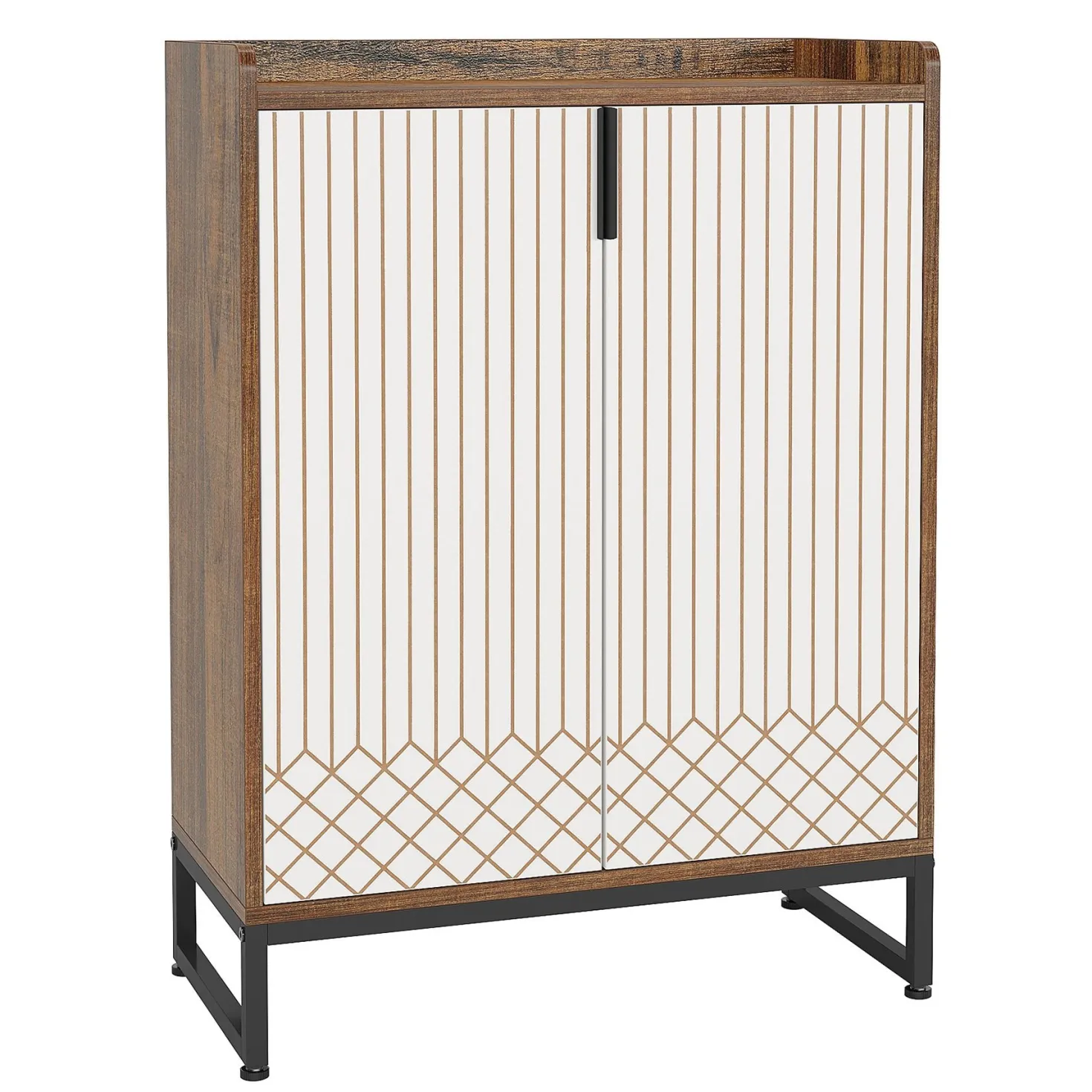 5-Tier Shoe Cabinet with Doors, Freestanding Wood Shoe Organizer for Entryway