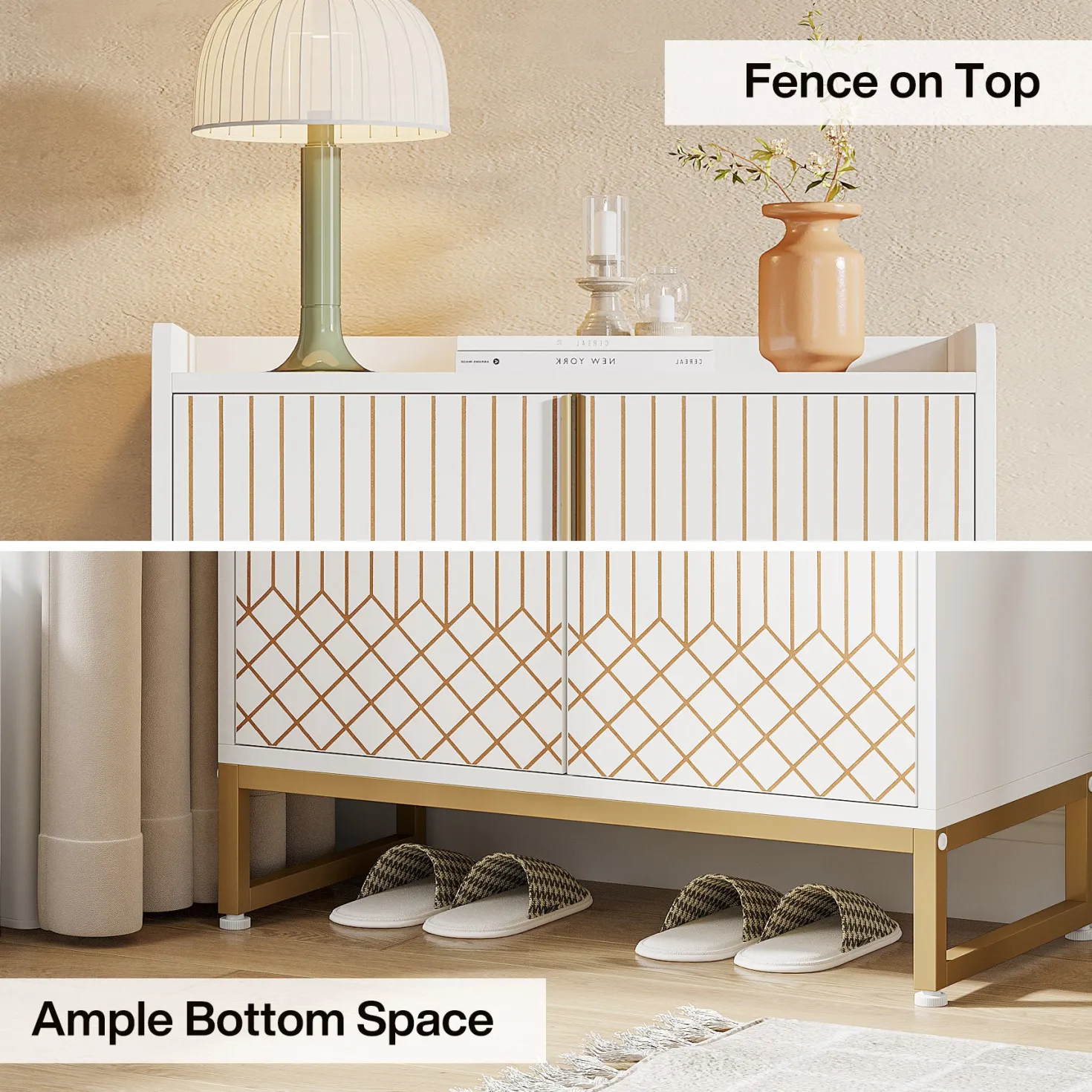 5-Tier Shoe Cabinet with Doors, Freestanding Wood Shoe Organizer for Entryway