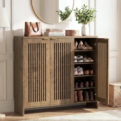 5-Tier Shoe Cabinet with Doors, Wooden Shoe Storage for 25-30 Pairs with Adjustable Shelves
