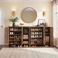 5-Tier Shoe Cabinet with Doors, Wooden Shoe Storage for 25-30 Pairs with Adjustable Shelves