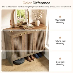 5-Tier Shoe Cabinet with Doors, Wooden Shoe Storage for 25-30 Pairs with Adjustable Shelves