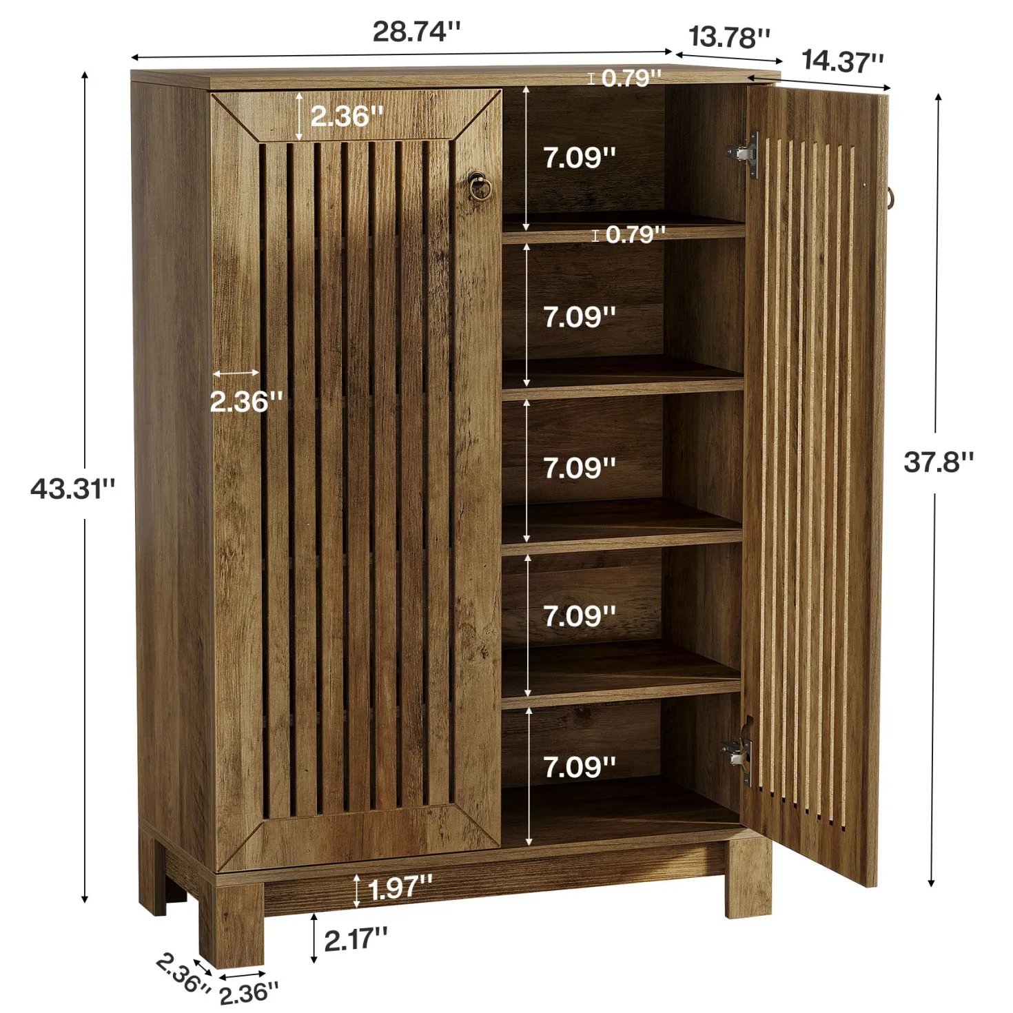 5-Tier Shoe Cabinet with Doors, Entryway Shoe Rack Organizer for Living Room, Hallway