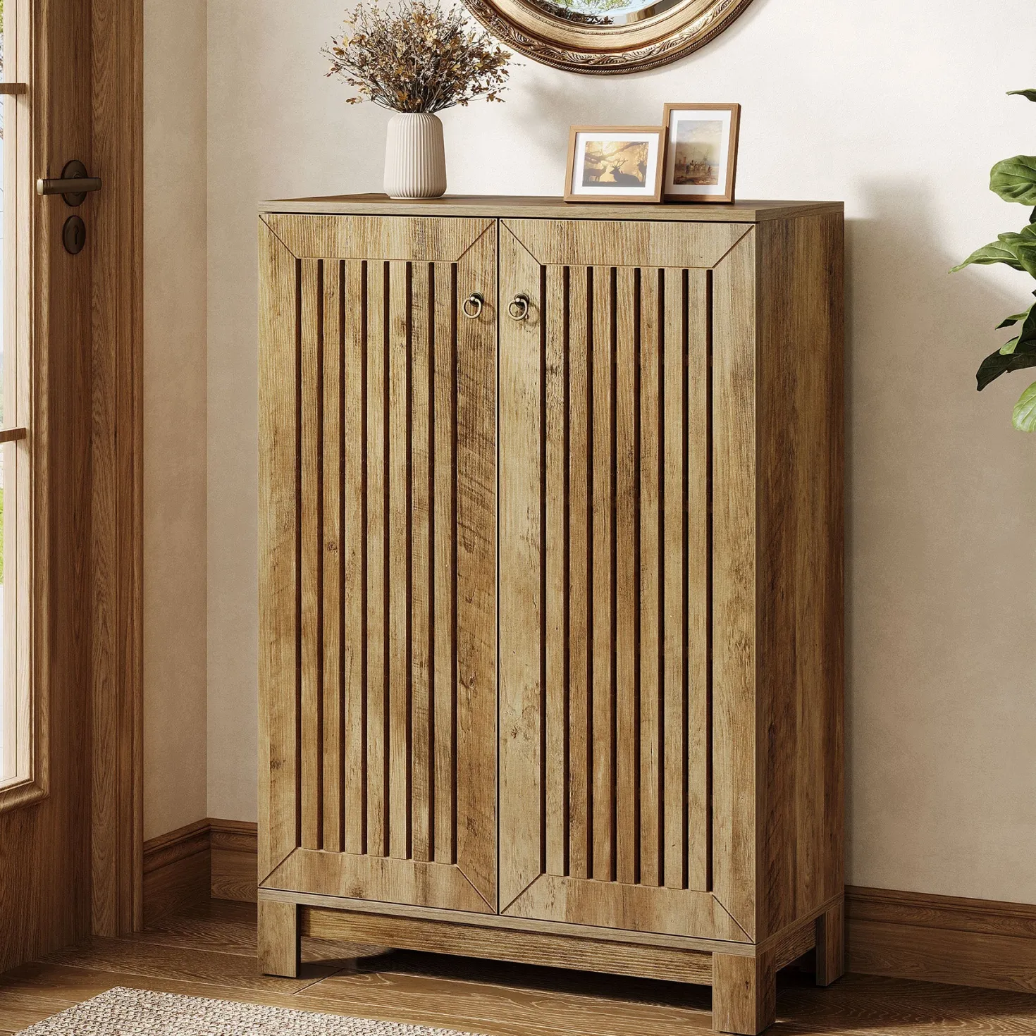 5-Tier Shoe Cabinet with Doors, Entryway Shoe Rack Organizer for Living Room, Hallway