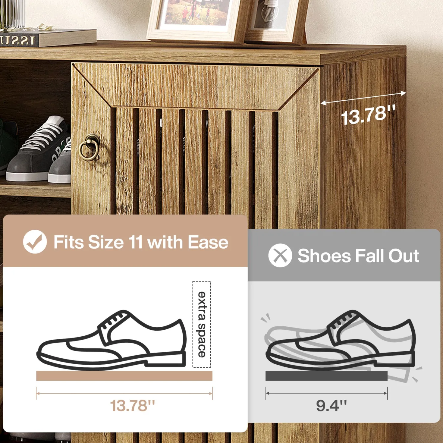 5-Tier Shoe Cabinet with Doors, Entryway Shoe Rack Organizer for Living Room, Hallway