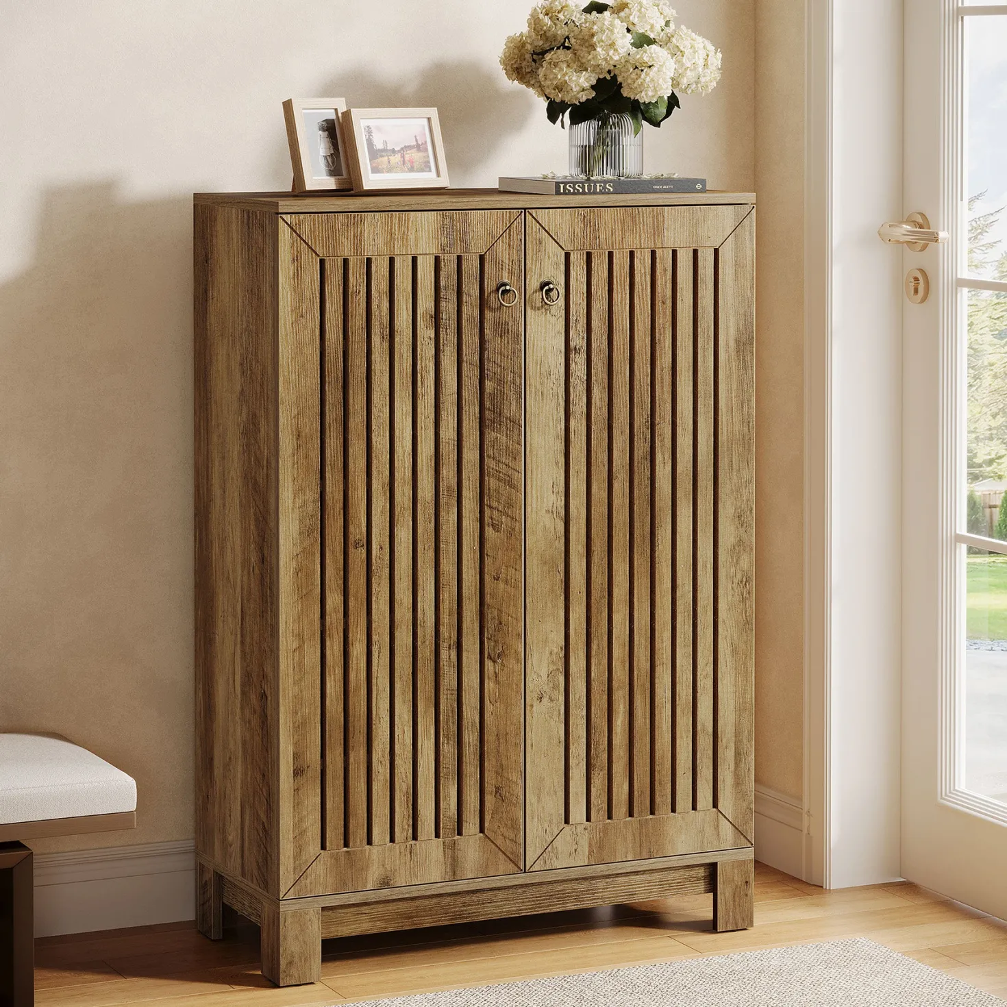5-Tier Shoe Cabinet with Doors, Entryway Shoe Rack Organizer for Living Room, Hallway