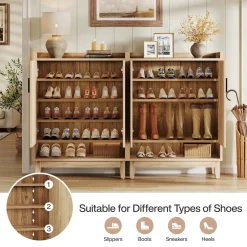 5-Tier Shoe Cabinet with Doors, 20-Pair Entryway Shoe Organizer Rack