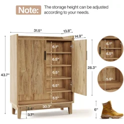 5-Tier Shoe Cabinet with Doors, 20-Pair Entryway Shoe Organizer Rack