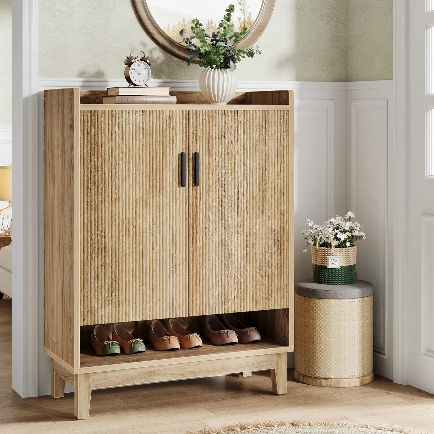 5-Tier Shoe Cabinet with Doors, 20-Pair Entryway Shoe Organizer Rack