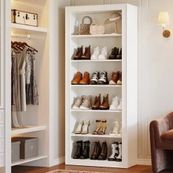 6-Tier Shoe Organizer Rack, 75" Shoe Cabinet with Open Storage for Entryway