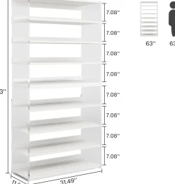 8-Tier Shoe Rack, 32 Pair Modern Shoe Storage Cabinet