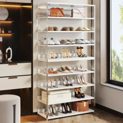 8-Tier Shoe Rack, 32 Pair Modern Shoe Storage Cabinet