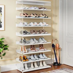 8-Tier Shoe Rack, 32 Pair Modern Shoe Storage Cabinet