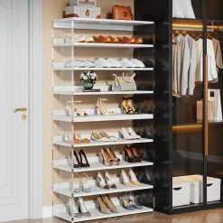 8-Tier Shoe Rack, 32 Pair Modern Shoe Storage Cabinet