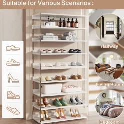 8-Tier Shoe Rack, 32 Pair Modern Shoe Storage Cabinet