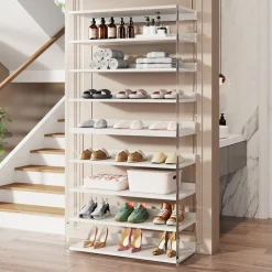 8-Tier Shoe Rack, 32 Pair Modern Shoe Storage Cabinet
