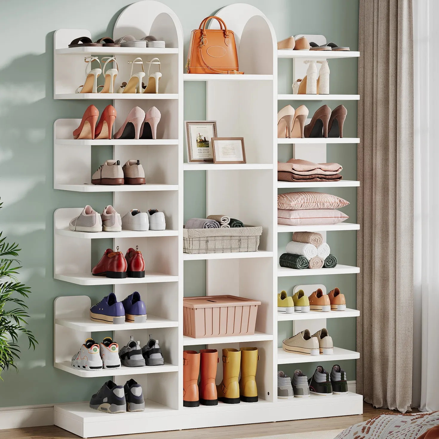 13-Tier Shoe Rack, Freestanding Entryway Shoe Organizer with Open Shelves