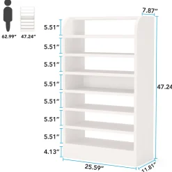 8-Tier Shoe Rack, Wooden Shoe Shelf Shoe Storage Cabinet