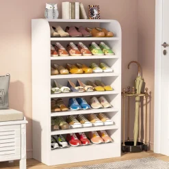 8-Tier Shoe Rack, Wooden Shoe Shelf Shoe Storage Cabinet