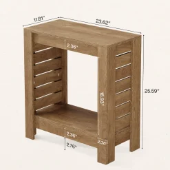 2-Tier Side Table, Wooden End Table Nightstand with Storage Shelf