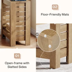 2-Tier Side Table, Wooden End Table Nightstand with Storage Shelf