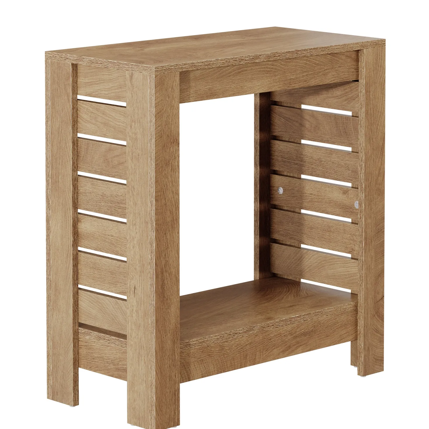 2-Tier Side Table, Wooden End Table Nightstand with Storage Shelf