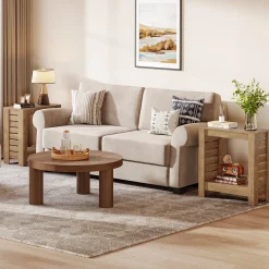 2-Tier Side Table, Wooden End Table Nightstand with Storage Shelf