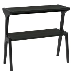 2-Tier Slim End Table, Solid Wood Sofa Side Table with Storage Shelf