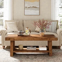 2-Tier Solid Wood Coffee Table, 47
