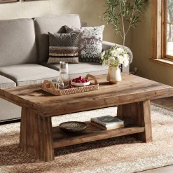 2-Tier Solid Wood Coffee Table, 47