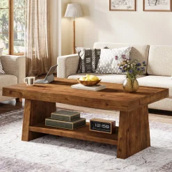 2-Tier Solid Wood Coffee Table, 47