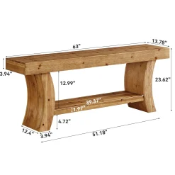 2-Tier Solid Wood Console Table, 63