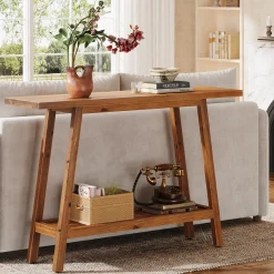 2-Tier Solid Wood Console Table, 41.3