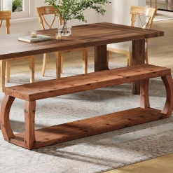 2-Tier Solid Wood Dining Bench, 59