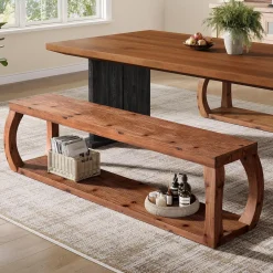 2-Tier Solid Wood Dining Bench, 59