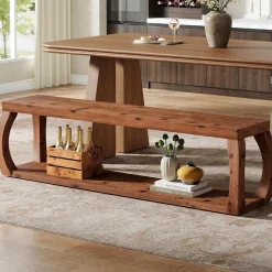 2-Tier Solid Wood Dining Bench, 59