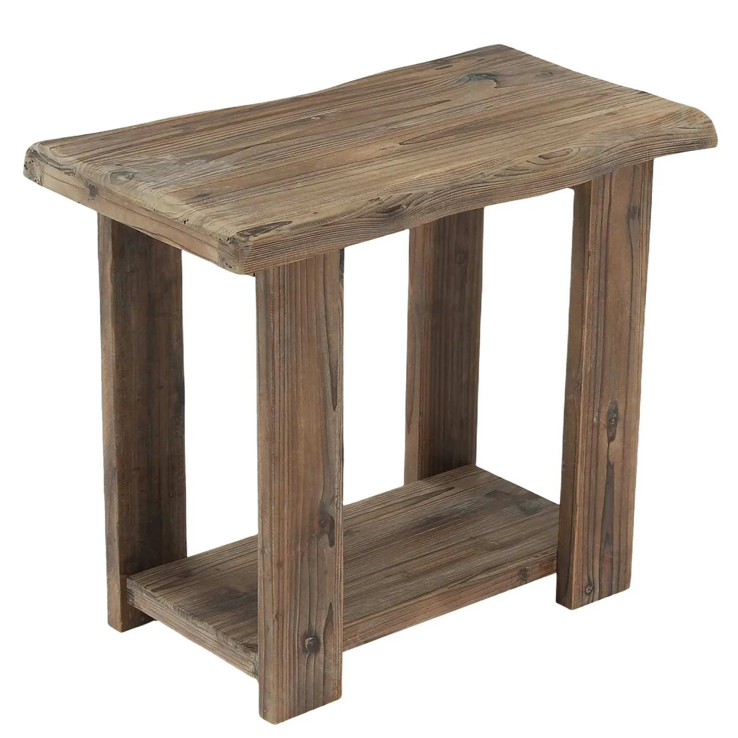 2-Tier Solid Wood End Table, Rectangle Side Table Nightstands for Living Room, Bedroom