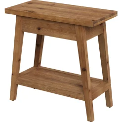 2-Tier Solid Wood End Table, Farmhouse Side Table with Storage for Living Room
