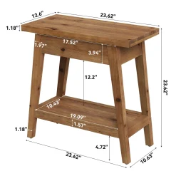 2-Tier Solid Wood End Table, Farmhouse Side Table with Storage for Living Room