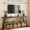3-Tier Solid Wood TV Stand, 63" Entertainment Center with Open Shelves