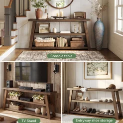 3-Tier Solid Wood TV Stand, 63