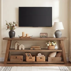 3-Tier Solid Wood TV Stand, 63
