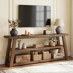 3-Tier Solid Wood TV Stand, 63