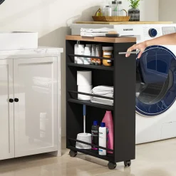4-Tier Storage Cart, Slim Rolling Narrow Kitchen Cart for Small Place